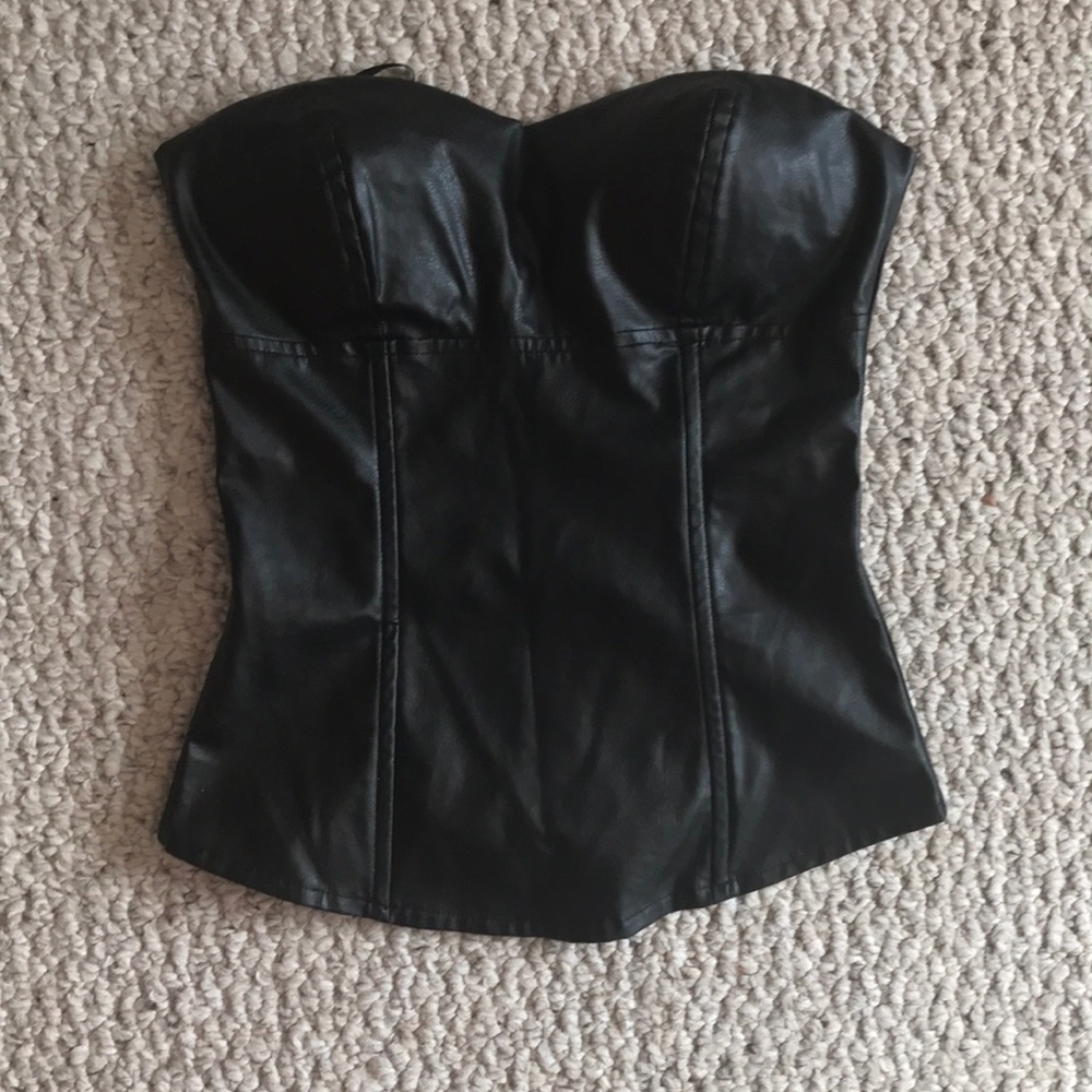 Faux leather corset